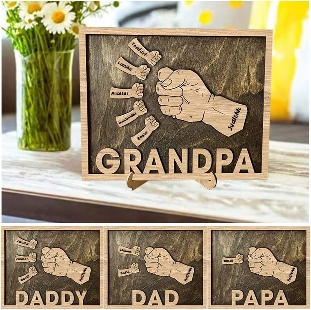 Daddy Grandpa With Kids Fist Bump