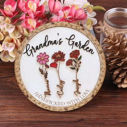 Personalized Birth Flowers Sign Wooden Plaque Gift
