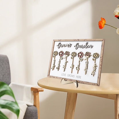 Personalized Birth Flowers Sign Wooden Plaque Gift