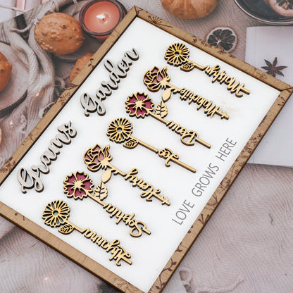 Personalized Birth Flowers Sign Wooden Plaque Gift