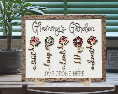 Personalized Birth Flowers Sign Wooden Plaque Gift