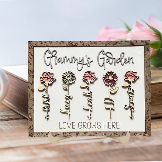 Personalized Birth Flowers Sign Wooden Plaque Gift