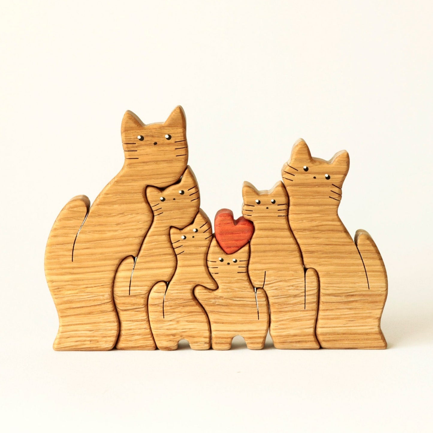 Wooden cat family puzzle