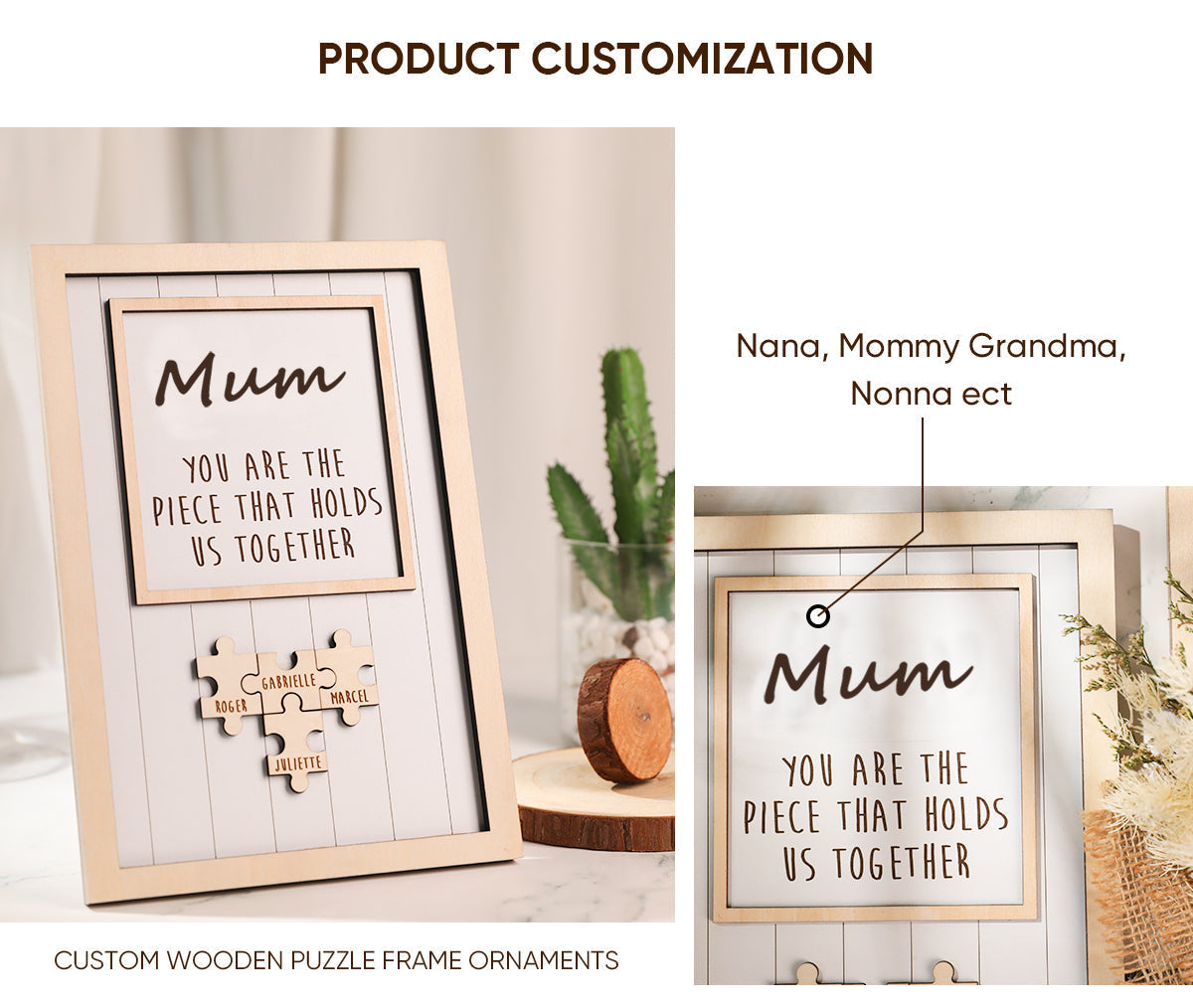 Personalised Wooden Puzzle Frame Gift for Mom