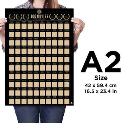 50% OFF⭐️Top 100 Movies Scratch Off Poster