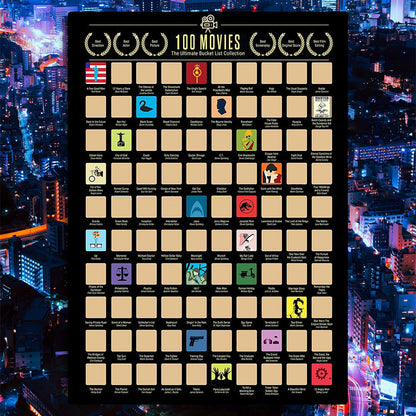 50% OFF⭐️Top 100 Movies Scratch Off Poster