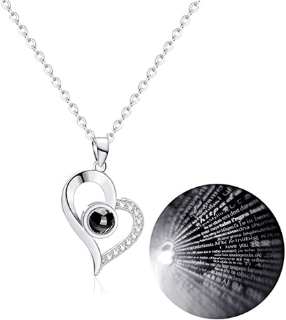 Love Projection Heart Necklace (I Love You In 100 Languages)
