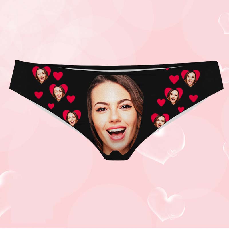 Custom Face with Heart Text Photo Boxer