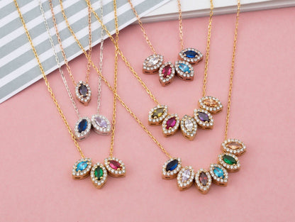 Multicolor Crystal Birthday Stone Necklace
