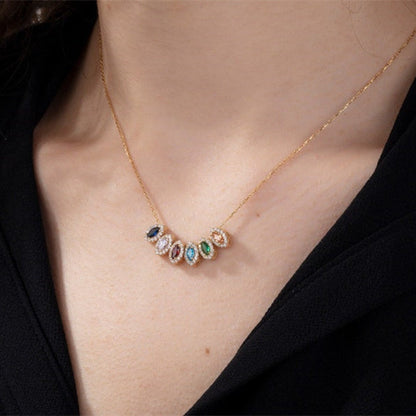 Multicolor Crystal Birthday Stone Necklace