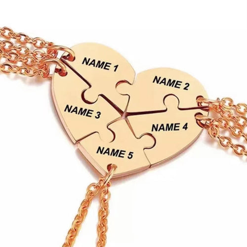 Personalized Heart Pendant Puzzle Necklace