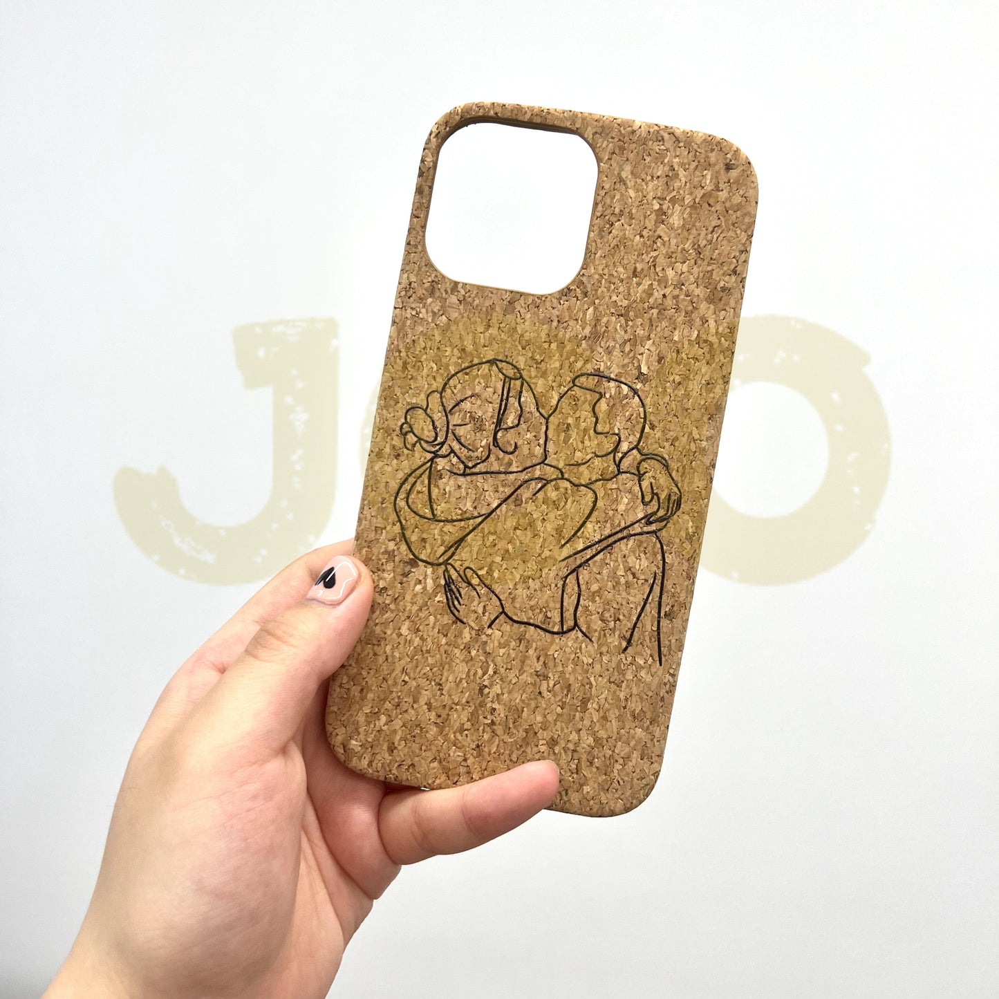 Custom Line Art Phone Case (Recycled Cork Wooden )