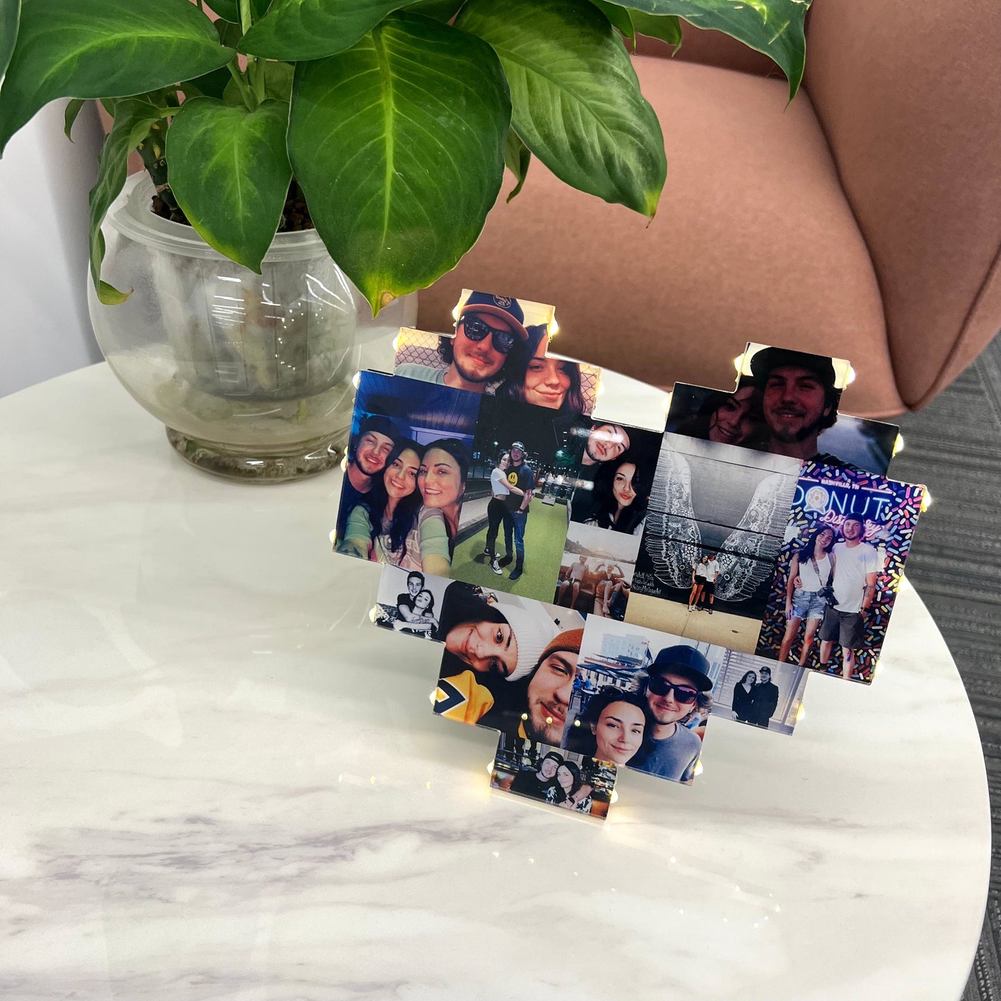 Custom Heart Shape Photo Collage Lamp with Your Photos