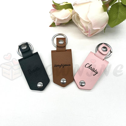 Personalized Photo Keyring In Leather Case