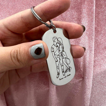Personalized Line Art Keychain