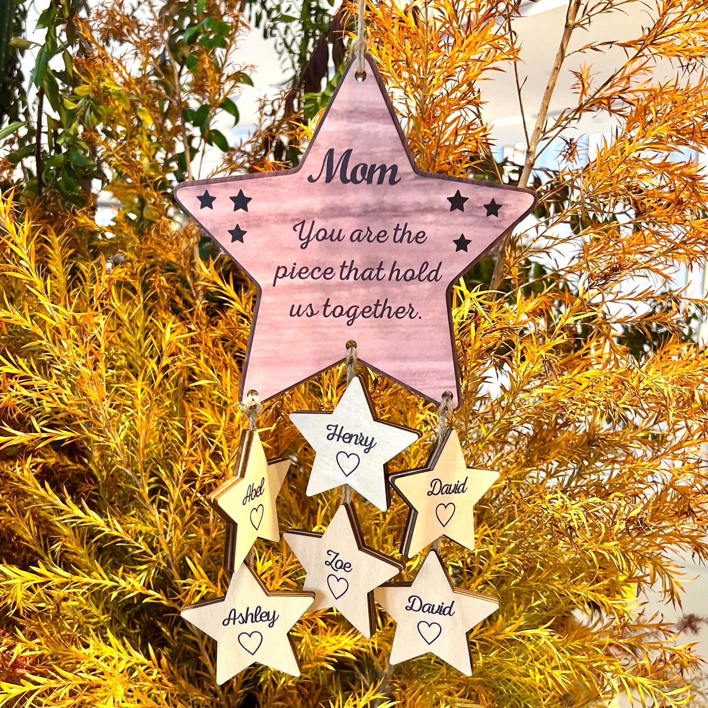 Customized Wooden Star Hanging Ornament