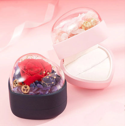 💕Customized Engarving Heart Birthstone Flower Ring