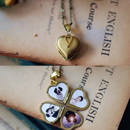 Customized Gold Heart Photo Locket Necklace