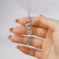 Personalized Heart Pendant Birthstones Necklace with BabyFeet Charms