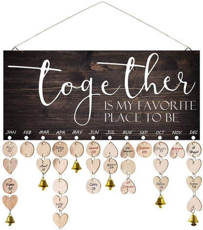 Wooden Reminder Tracker Calendar Board Wall Hanging