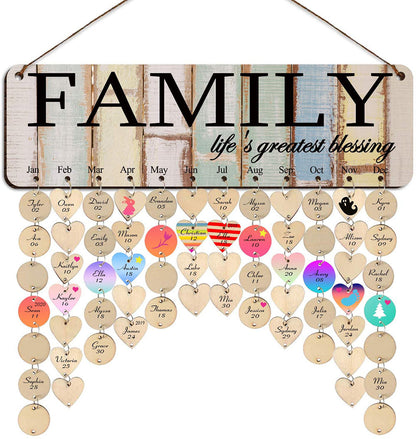 Wooden Reminder Tracker Calendar Board Wall Hanging