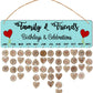 Wooden Reminder Tracker Calendar Board Wall Hanging