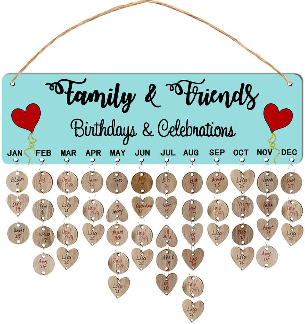 Wooden Reminder Tracker Calendar Board Wall Hanging