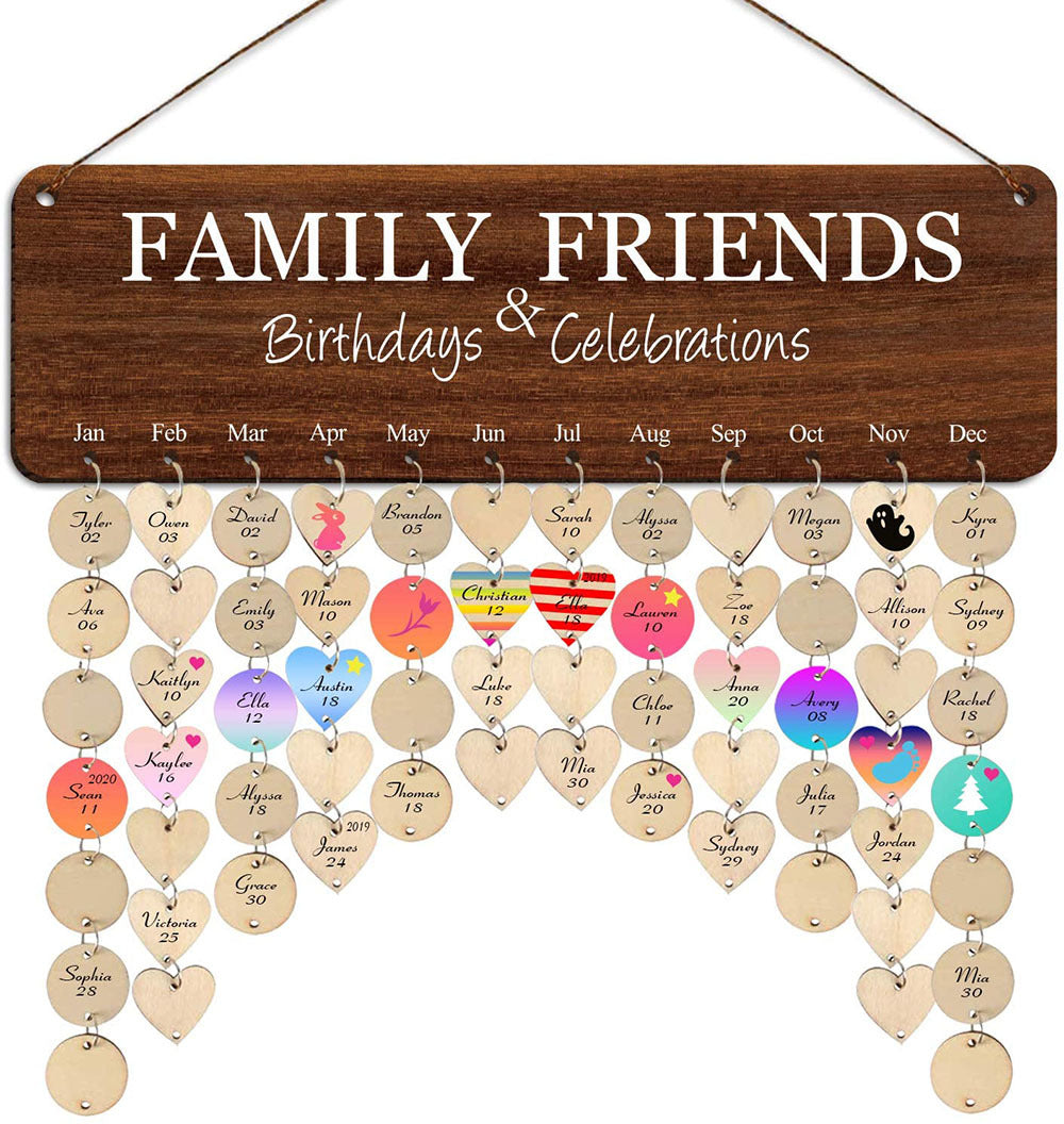 Wooden Reminder Tracker Calendar Board Wall Hanging