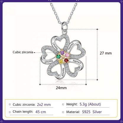 Personalized Name Engraved Birthstone Necklace for Mom