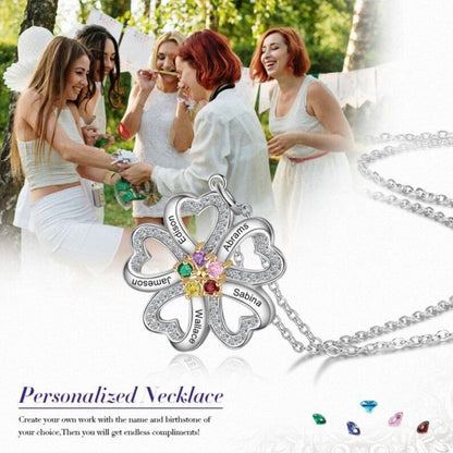 Personalized Name Engraved Birthstone Necklace for Mom