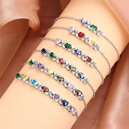 💕Customized Heart Birthstone Bracelet