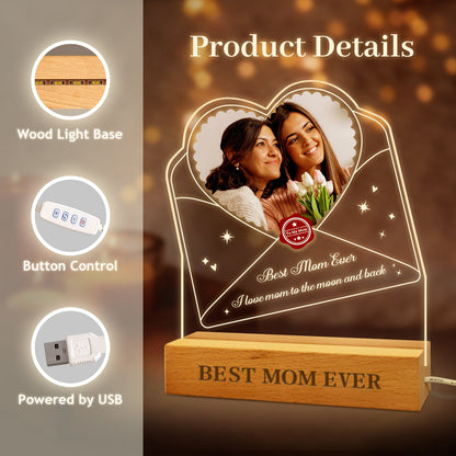 Personalized Photo Acrylic Night Light Gift for Mom
