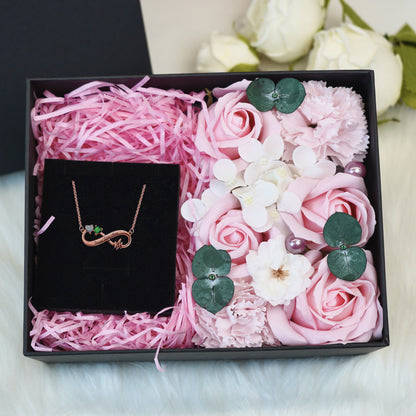 Customized Birthstone Heartbeat Infinity Necklace