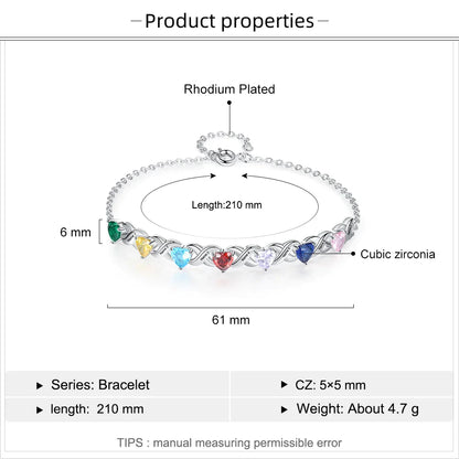 💕Customized Heart Birthstone Bracelet