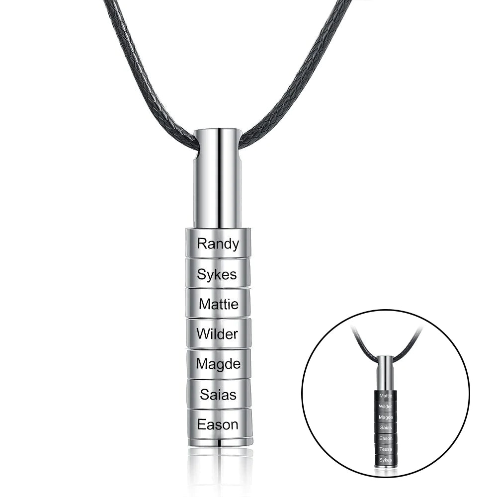 Personalized Engraved Cylinder Bar Necklace