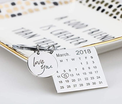 Personalized engraved calendar keychain