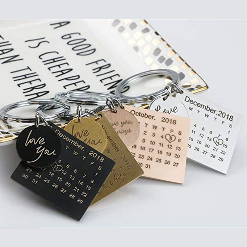 Personalized engraved calendar keychain