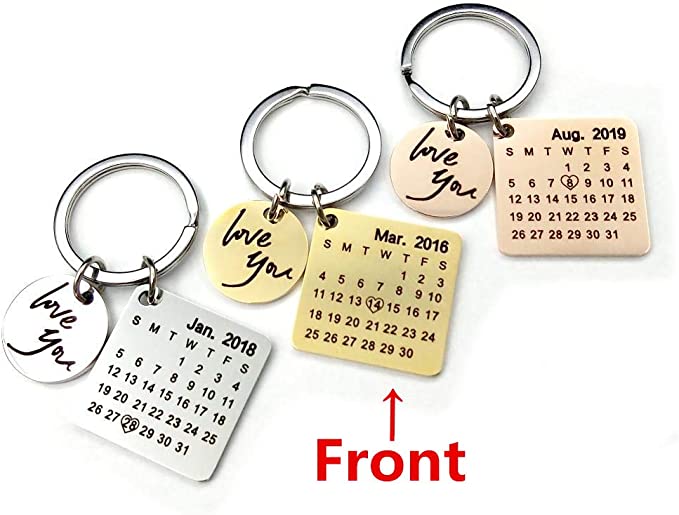 Personalized engraved calendar keychain