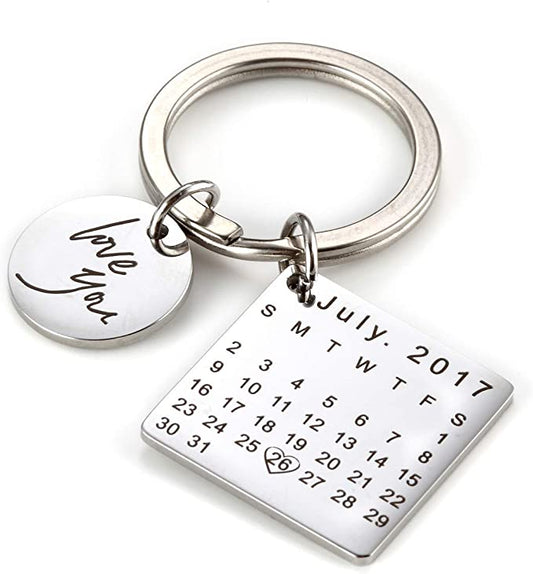 Personalized engraved calendar keychain