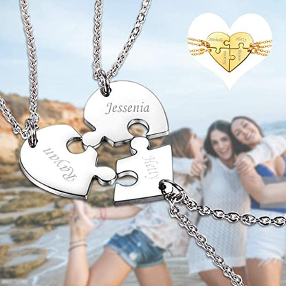 Personalized Heart Pendant Puzzle Necklace