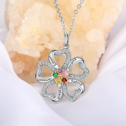 Personalized Name Engraved Birthstone Necklace for Mom