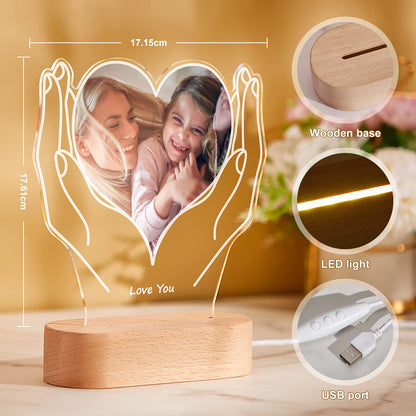Personalized Photo Acrylic Night Light Gift for Mom