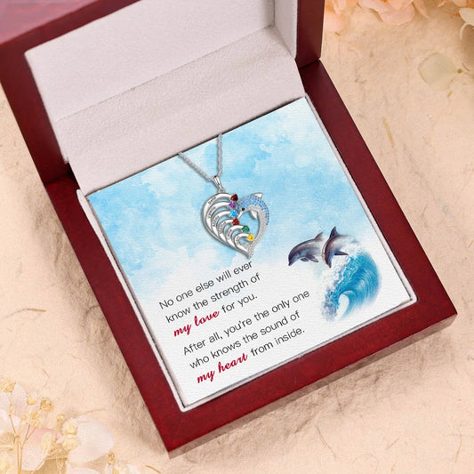 Customized Birthstone Heart Dolphin Necklace