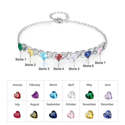 💕Customized Heart Birthstone Bracelet
