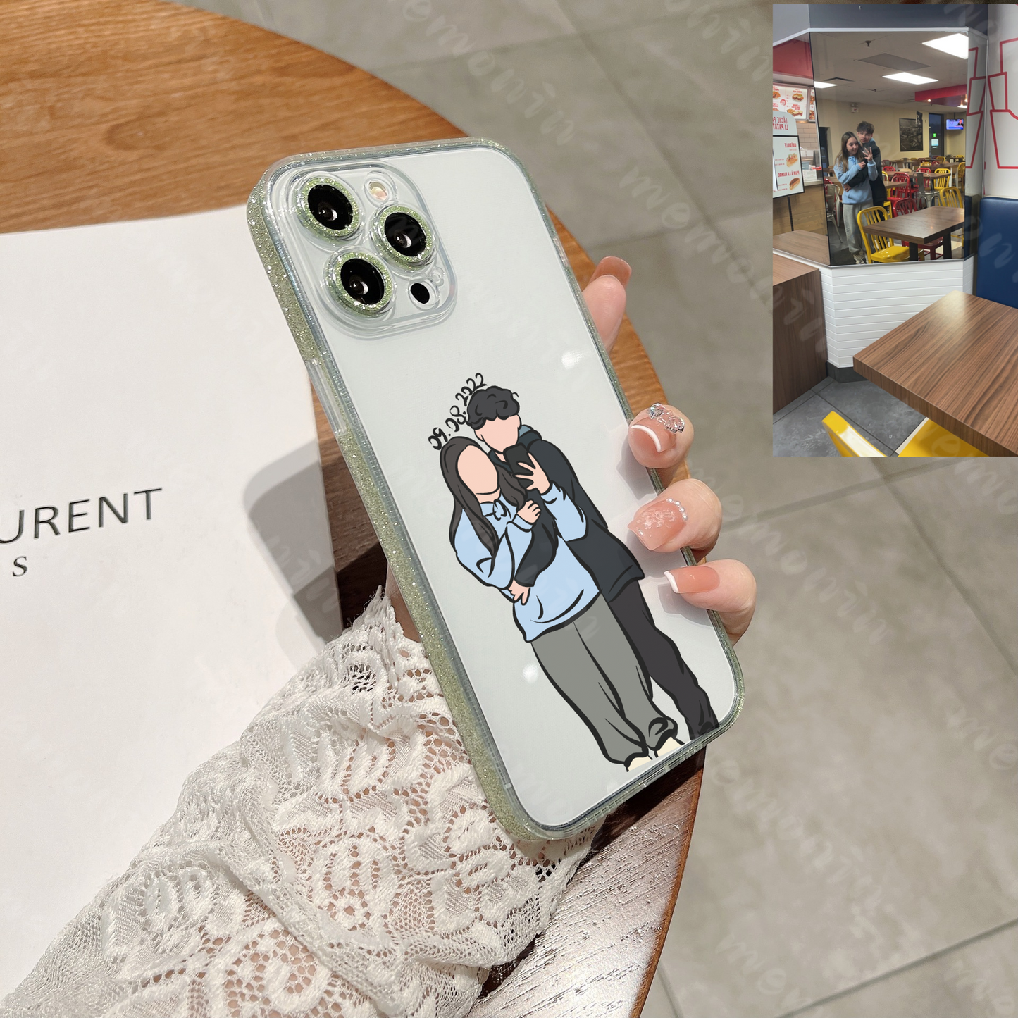 Custom Portrait Phone Case (sequin border)