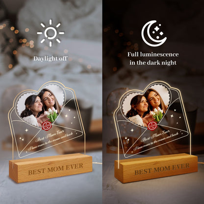 Personalized Photo Acrylic Night Light Gift for Mom