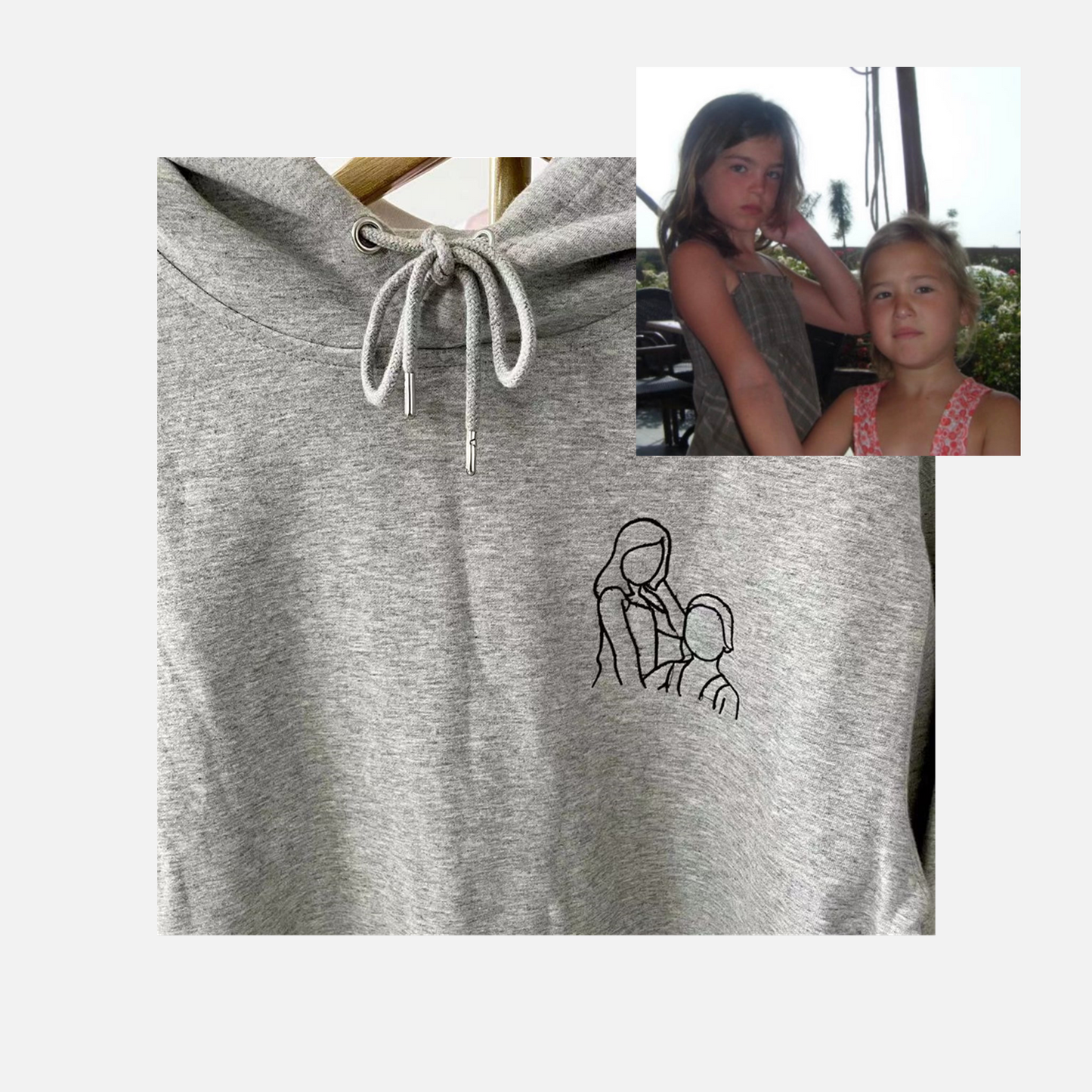 Personalized Photo Line Drawing Embroidered Sweatshirt Kids Size