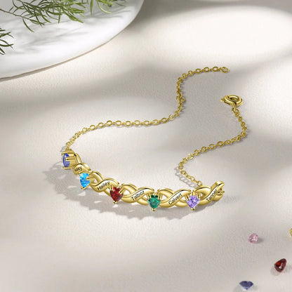 💕Customized Heart Birthstone Bracelet