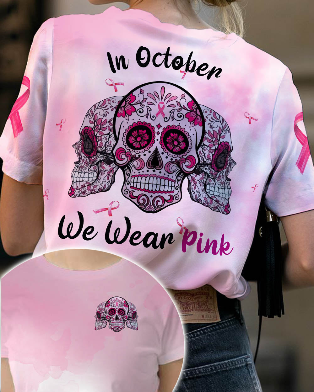 Skulls Wear Pink Breast Cancer T-shirt - TG0822OS