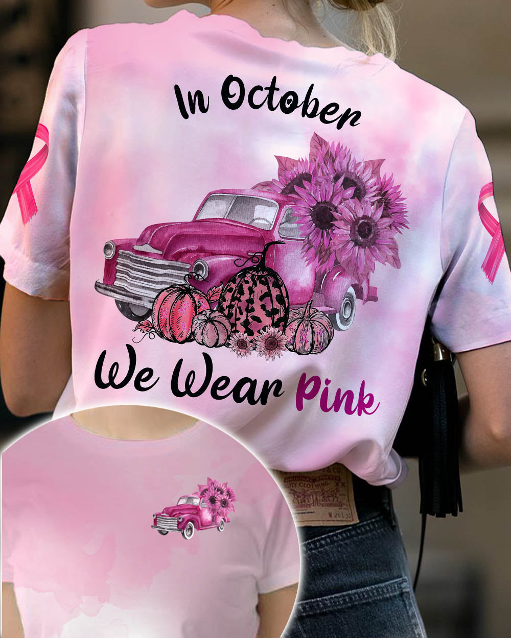 Truck Sunflower Wear Pink Breast Cancer T-shirt - TG0822OS
